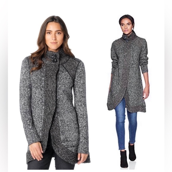 PRANA Angelic Duster Sweater Cardigan in Coal Grey Black - Picture 1 of 10